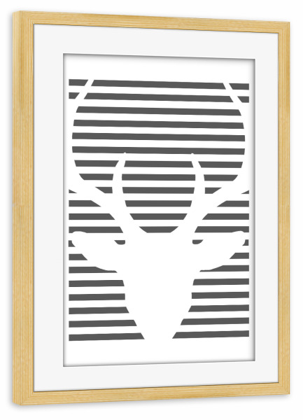 Poster mit Rahmen kiefer "Deer Lines" artboxONE - Natur,Tiere,Abstrakt,Geometrie