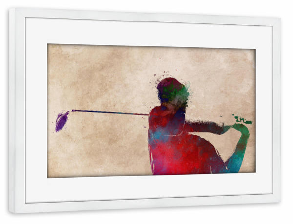 Poster mit Rahmen weiß "Golf player sport art" artboxONE - Sport,Sport / Sommerspiele