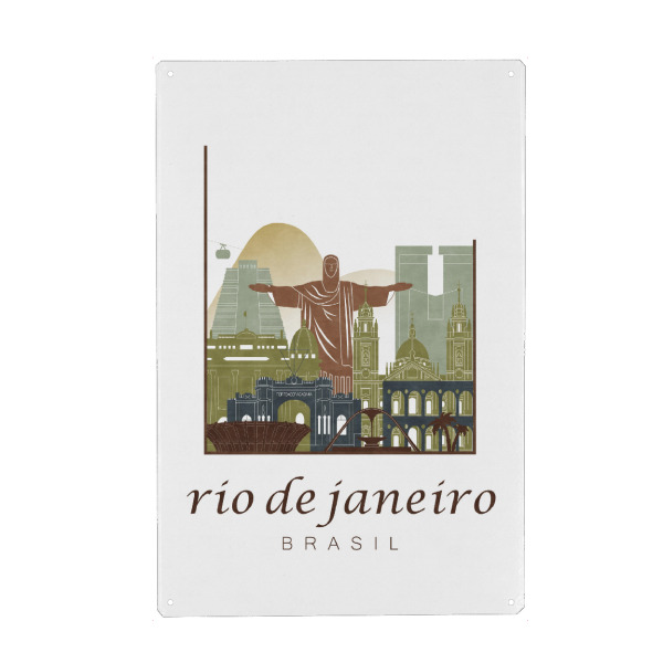 Holzbild "Rio de Janeiro skyline light brown" artboxONE - Architektur,Städte / Rio de Janeiro