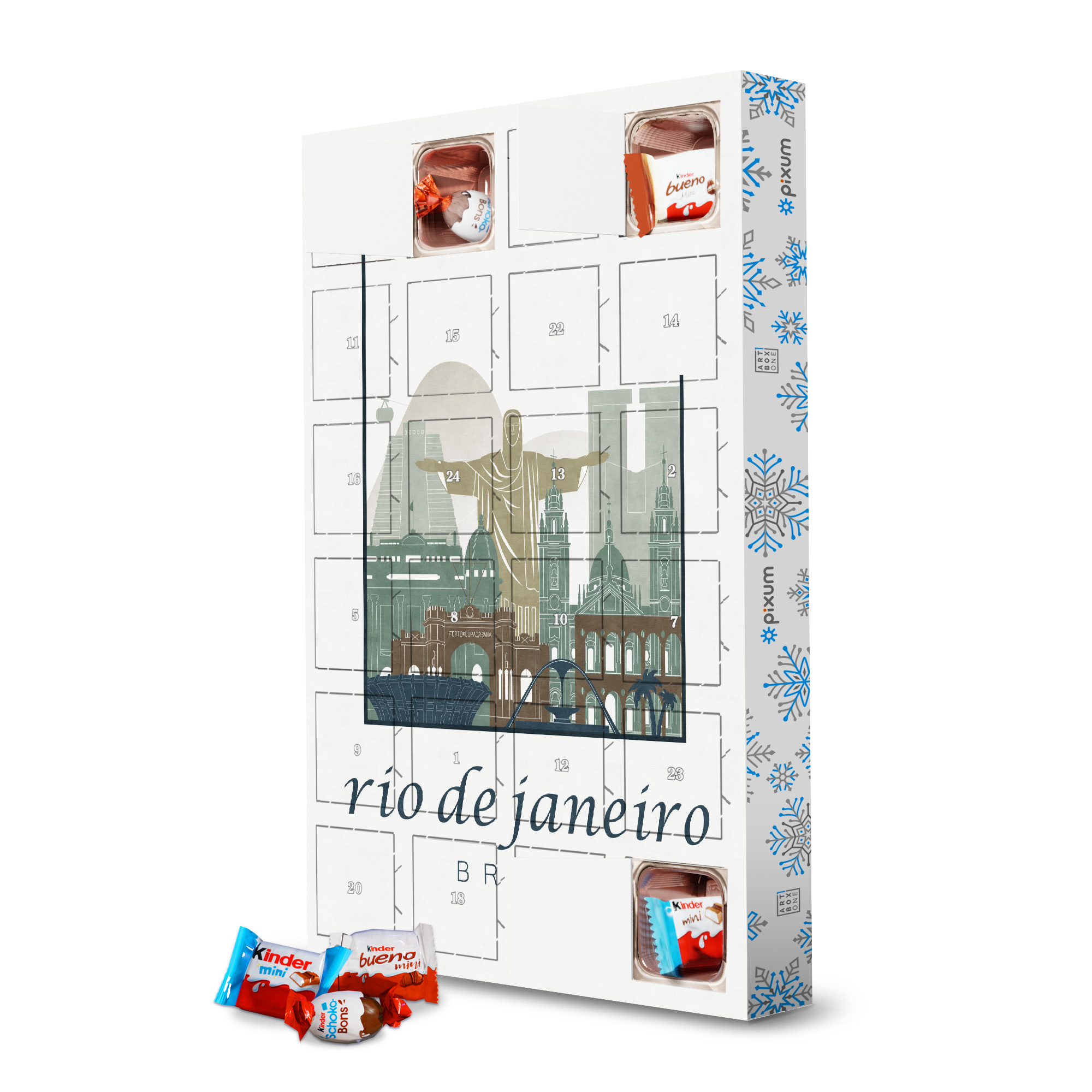Adventskalender mit Produkten von Kinder Rio de Janeiro skyline light blue artboxONE Adventskalender Städte
