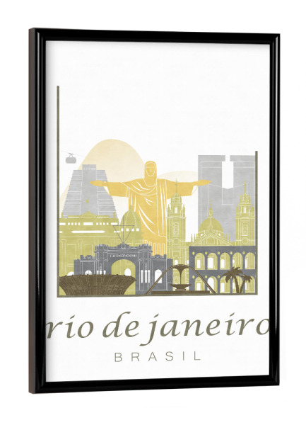 Poster mit schwarzem Rahmen "Rio de Janeiro skyline desert" artboxONE - Städte,Architektur,Städte / Rio de Janeiro