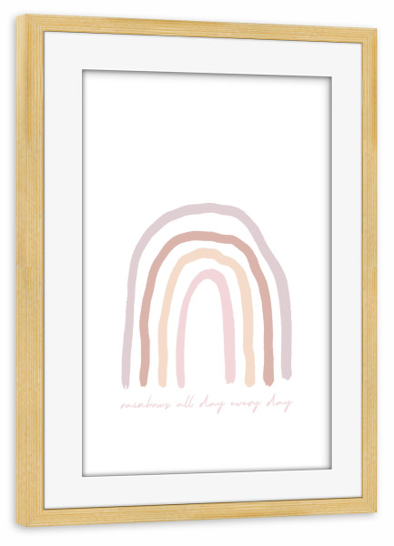 Poster mit Rahmen kiefer "Rainbows all day every day" artboxONE - Für Kinder,Abstrakt - Regenbogen,Pastell,Kinderzimmer,Minimal,Rainbow,Kinds,Children