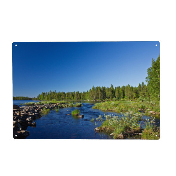 Holzbild "Am Fluss in Finnland" artboxONE - Natur,Reise / Länder