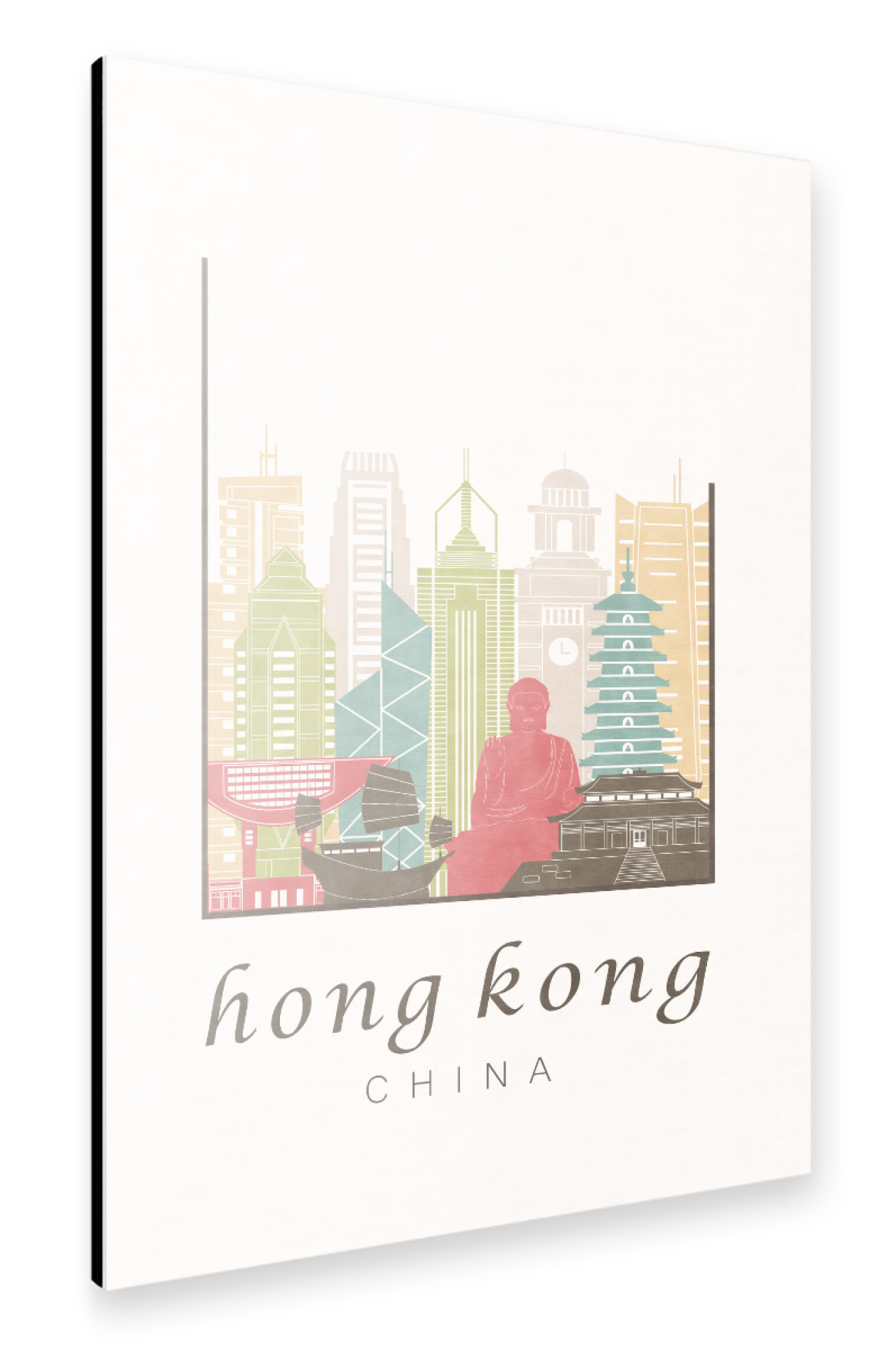 Alu-Dibond "Hong Kong skyline pastel" 75x50 cm artboxONE