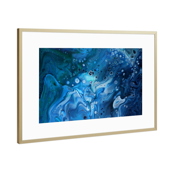 Poster mit Rahmen Gold "INTO THE BLUE [3]" artboxONE - Abstrakt,Unterwasser