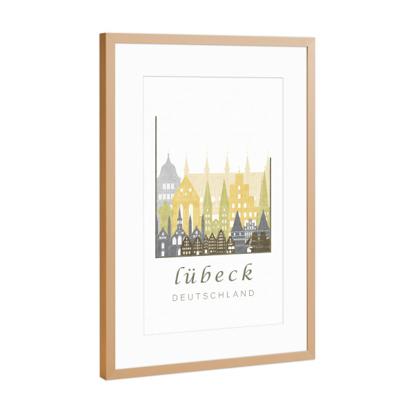 Poster mit Rahmen Kupfer "Lubeck skyline desert" artboxONE - Städte,Architektur