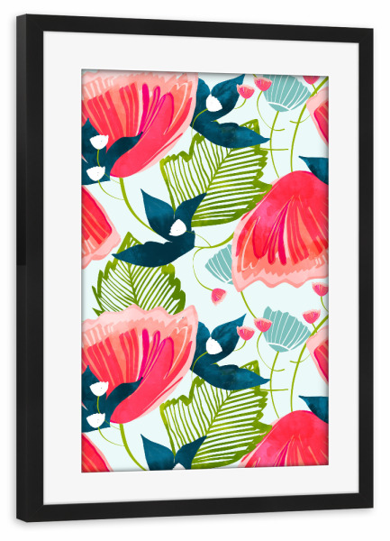 Poster mit Rahmen schwarz "Botanica-II" artboxONE - Floral