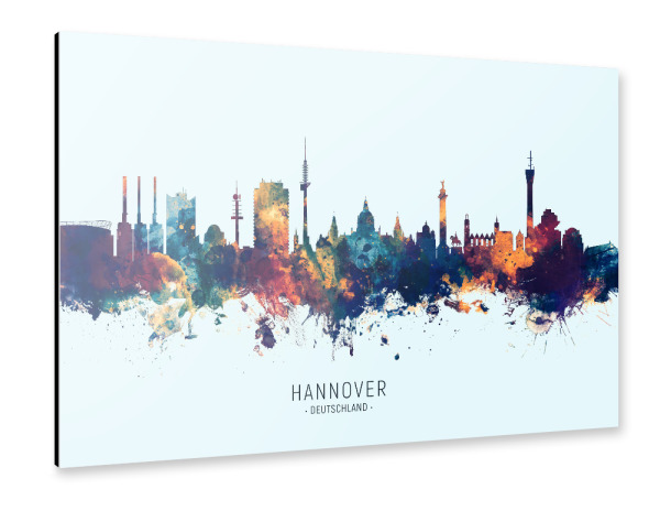 Alu-Dibond "Hannover Skyline BlueOrange" 30x20 cm artboxONE
