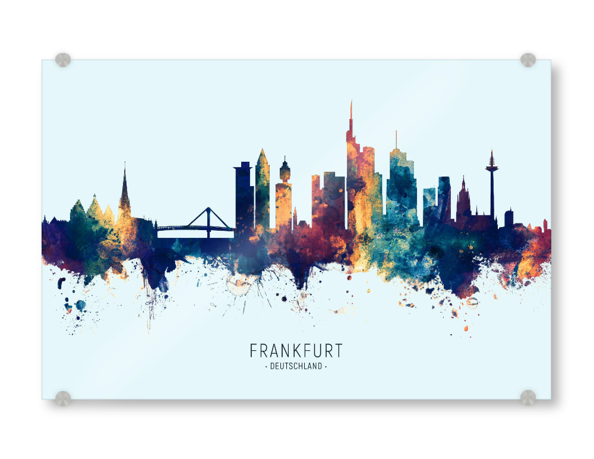 Acrylglasbild "Frankfurt Skyline BlueOrange" artboxONE - Städte,Städte / Frankfurt