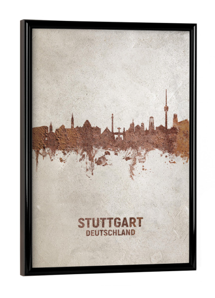 Poster mit schwarzem Rahmen "Stuttgart Germany Skyline Rust" artboxONE - Städte,Städte / Stuttgart