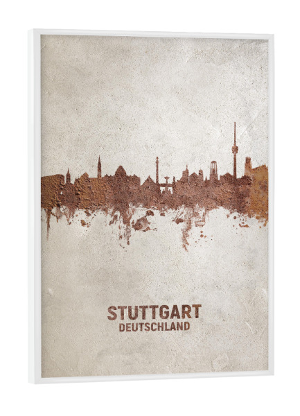 Poster mit weißem Rahmen "Stuttgart Germany Skyline Rust" artboxONE - Städte,Städte / Stuttgart