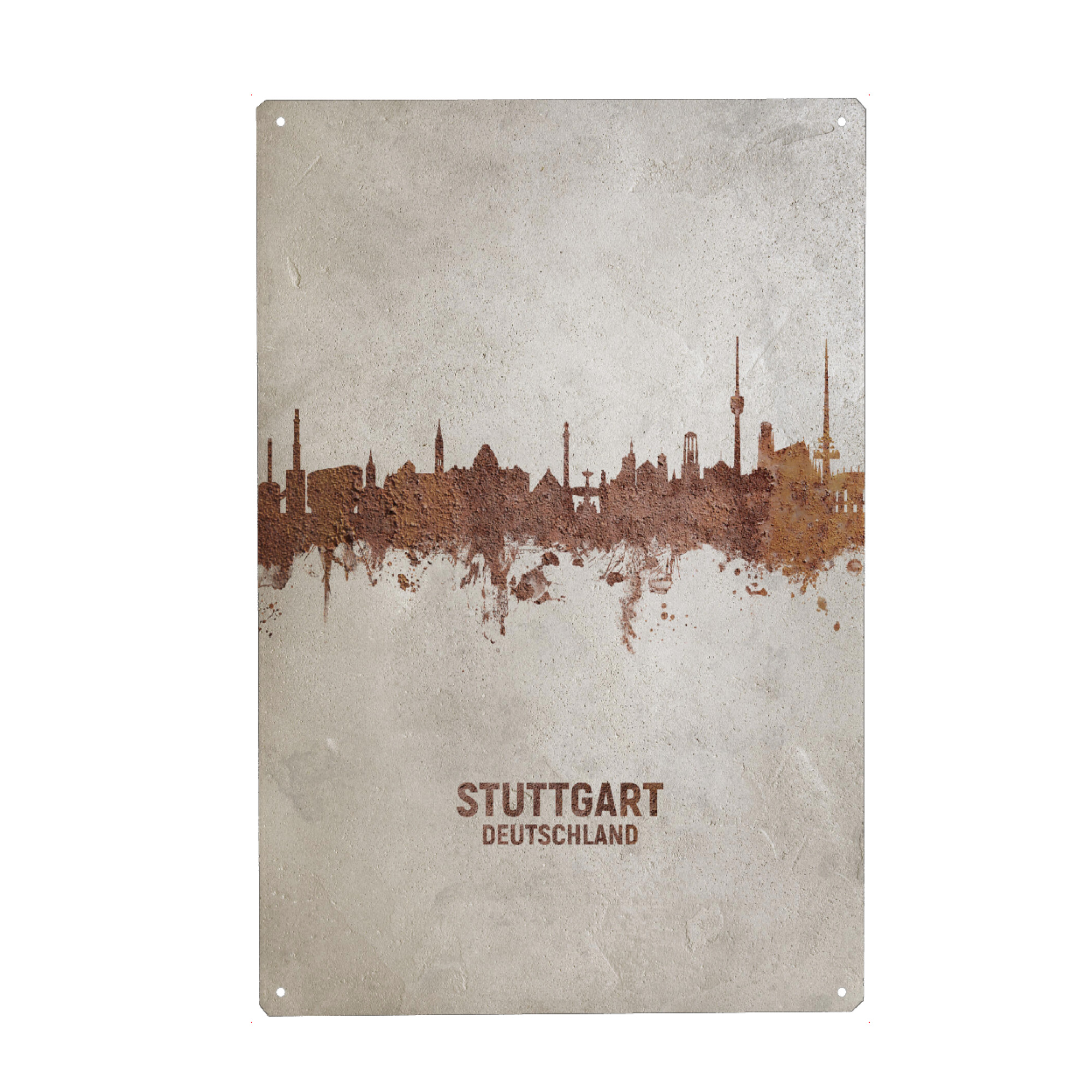Metall Poster "Stuttgart Germany Skyline Rust" artboxONE - Städte,Städte / Stuttgart