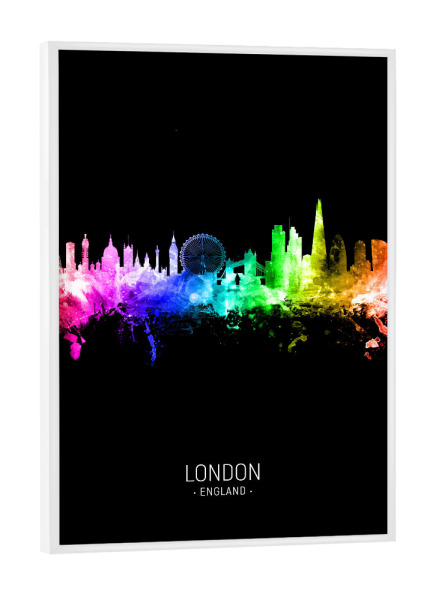 Poster mit weißem Rahmen "London Skyline Colour Black" artboxONE - Städte,Städte / London