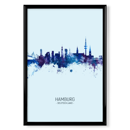 Hamburg Germany Skyline Dark Blue