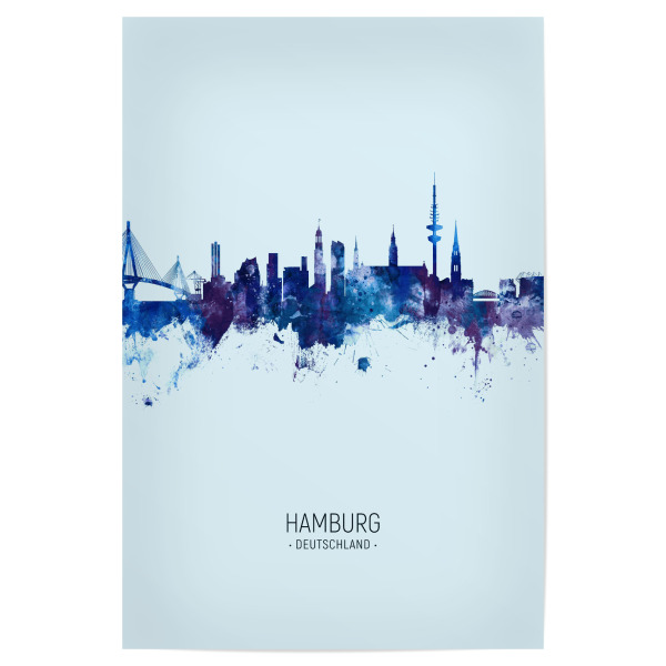 Poster 30x20 cm "Hamburg Germany Skyline Dark Blue" artboxONE - Städte,Städte / Hamburg