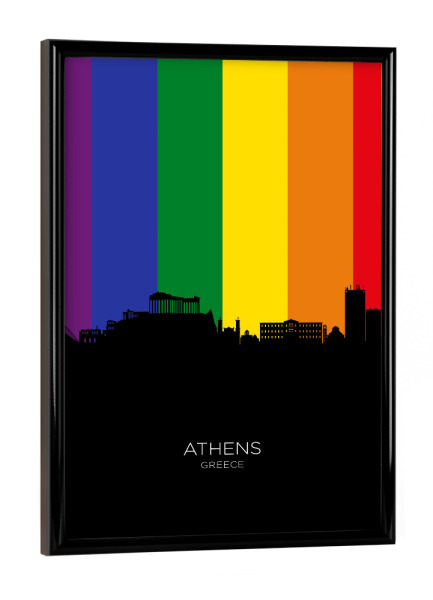 Poster mit schwarzem Rahmen "Athens Greece Skyline Pride" artboxONE - Städte