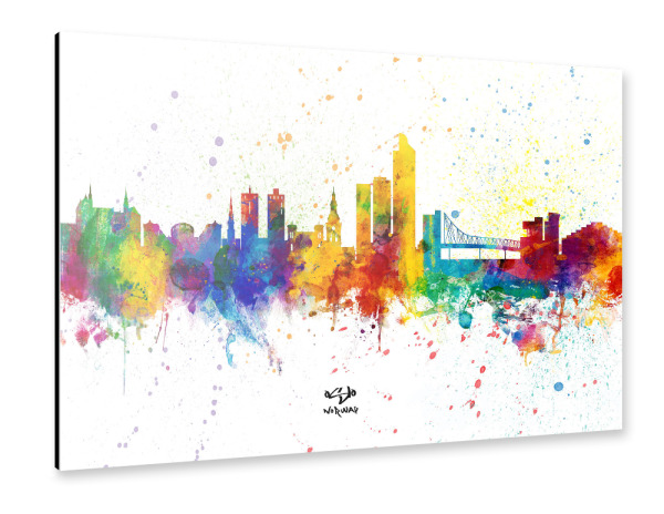 Alu-Dibond "Oslo Norway Skyline Splash" 30x20 cm artboxONE