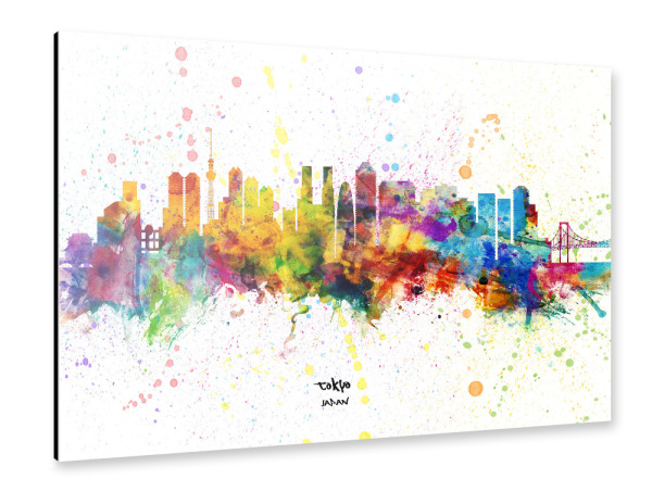Alu-Dibond "Tokyo Japan Skyline Splash" 30x20 cm artboxONE