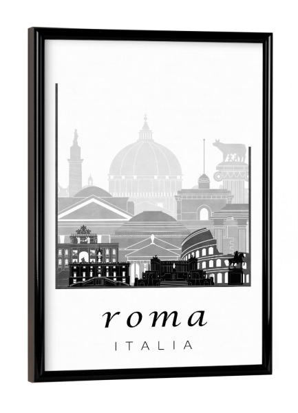 Poster mit schwarzem Rahmen "Rome skyline black & white" artboxONE - Schwarzweiß,Architektur,Städte / Rom