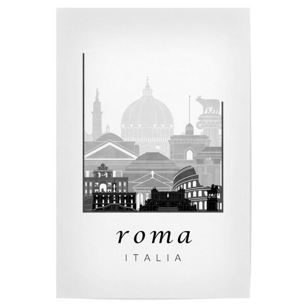 Poster 30x20 cm "Rome skyline black & white" artboxONE - Schwarzweiß,Architektur,Städte / Rom