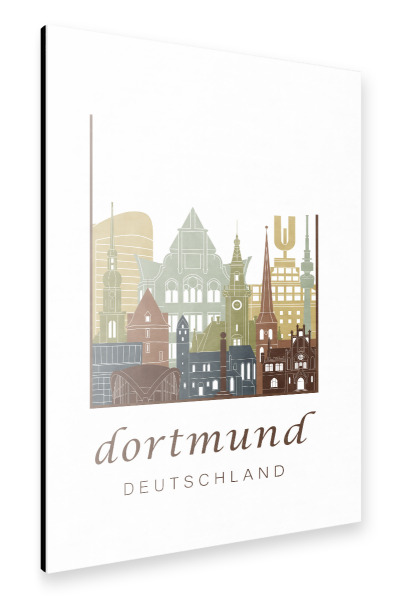 Alu-Dibond "Dortmund skyline light brown" 30x20 cm artboxONE
