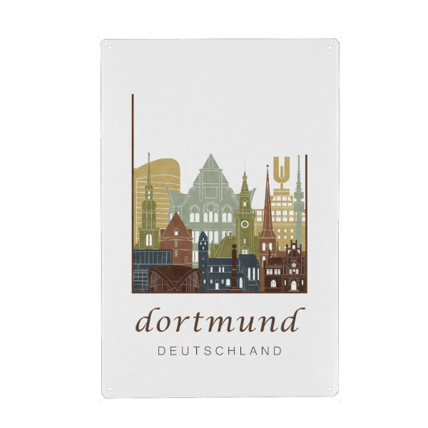 Holzbild "Dortmund skyline light brown" artboxONE - Städte,Architektur