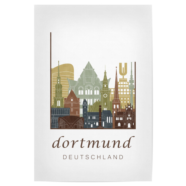 Poster "Dortmund skyline light brown" artboxONE - Städte,Architektur