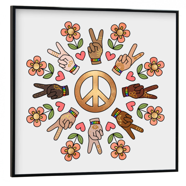 Poster mit schwarzem Rahmen 30x30 cm "Peace Mandala" artboxONE - Abstrakt,Menschen,Liebe