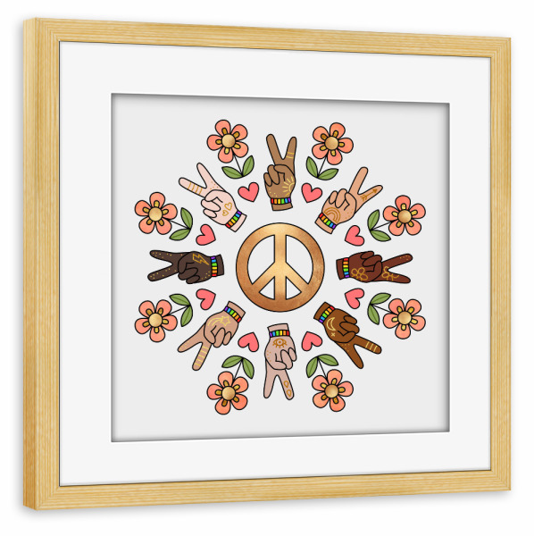 Poster mit Rahmen kiefer "Peace Mandala" artboxONE - Abstrakt,Menschen,Liebe