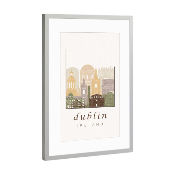 Poster mit Rahmen Silber "Dublin skyline rustic" artboxONE - Städte,Architektur