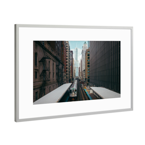 Poster mit Rahmen Silber "CHICAGO HIGHTS" artboxONE - Städte,Architektur,Städte / Chicago