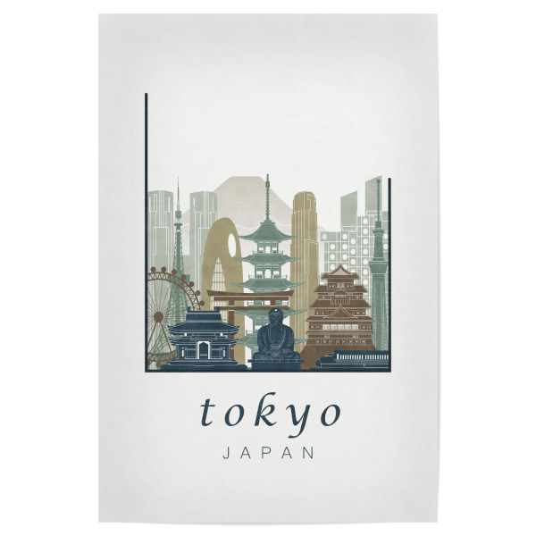 Poster "Tokyo skyline light blue" artboxONE - Städte,Architektur,Städte / Tokio