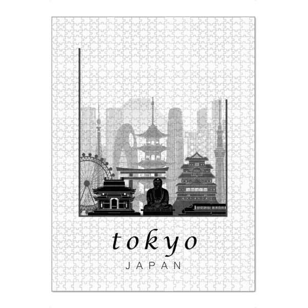 Puzzle Ravensburger "Tokyo skyline black & white" artboxONE - Schwarzweiß,Architektur,Städte / Tokio
