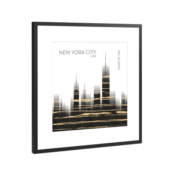 Poster mit Rahmen Schwarz (Metallic) "Urban Art NYC Skyline" artboxONE - Städte,Städte / New York