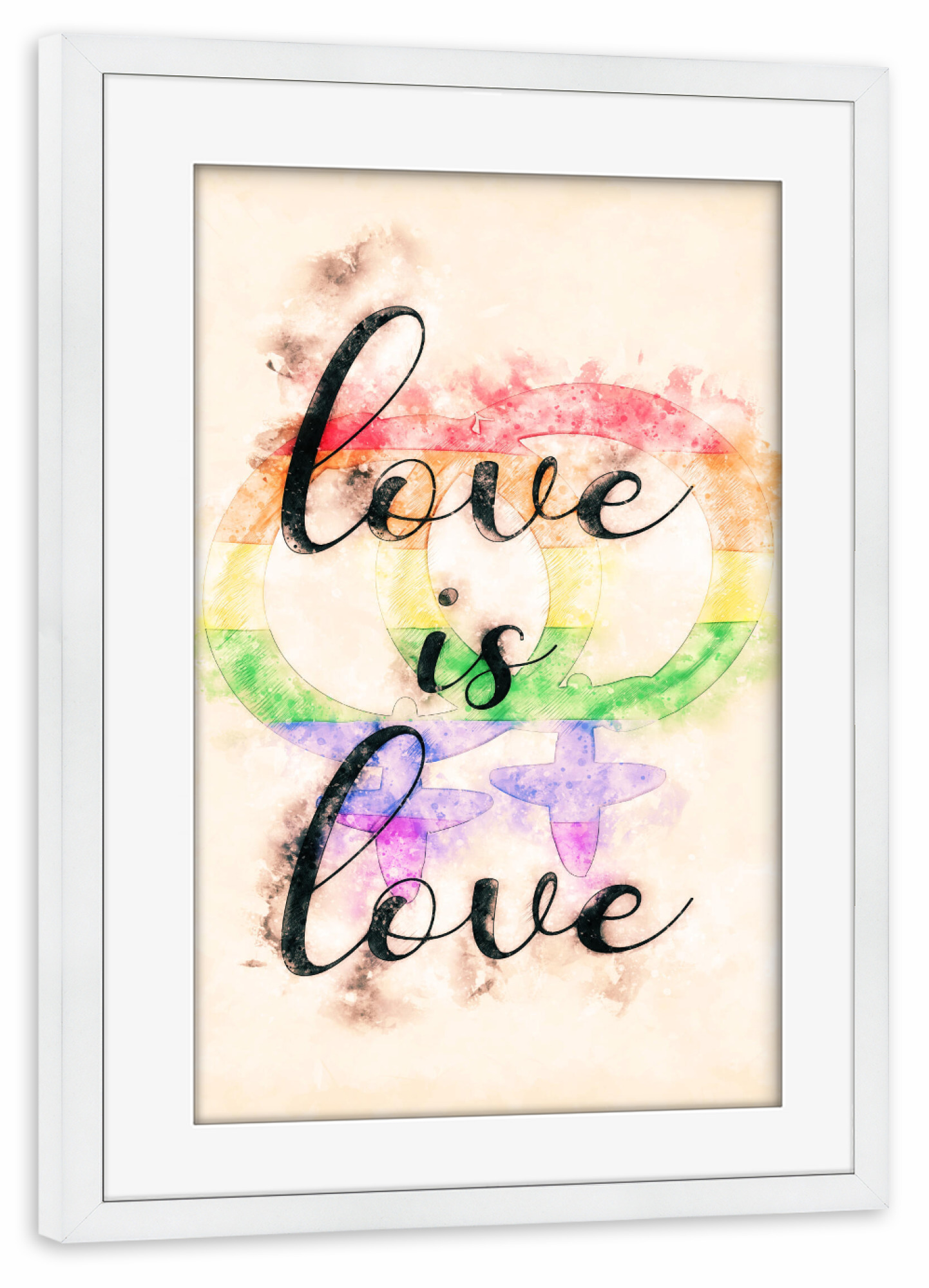 Poster mit Rahmen weiß "Liebe ist Liebe - Frauen-Frau" artboxONE - Liebe
