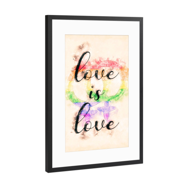 Poster mit Rahmen Schwarz (Metallic) "Liebe ist Liebe - Frauen-Frau" artboxONE - Liebe