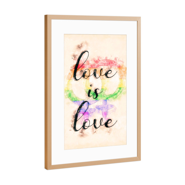 Poster mit Rahmen Kupfer "Liebe ist Liebe - Frauen-Frau" artboxONE - Liebe