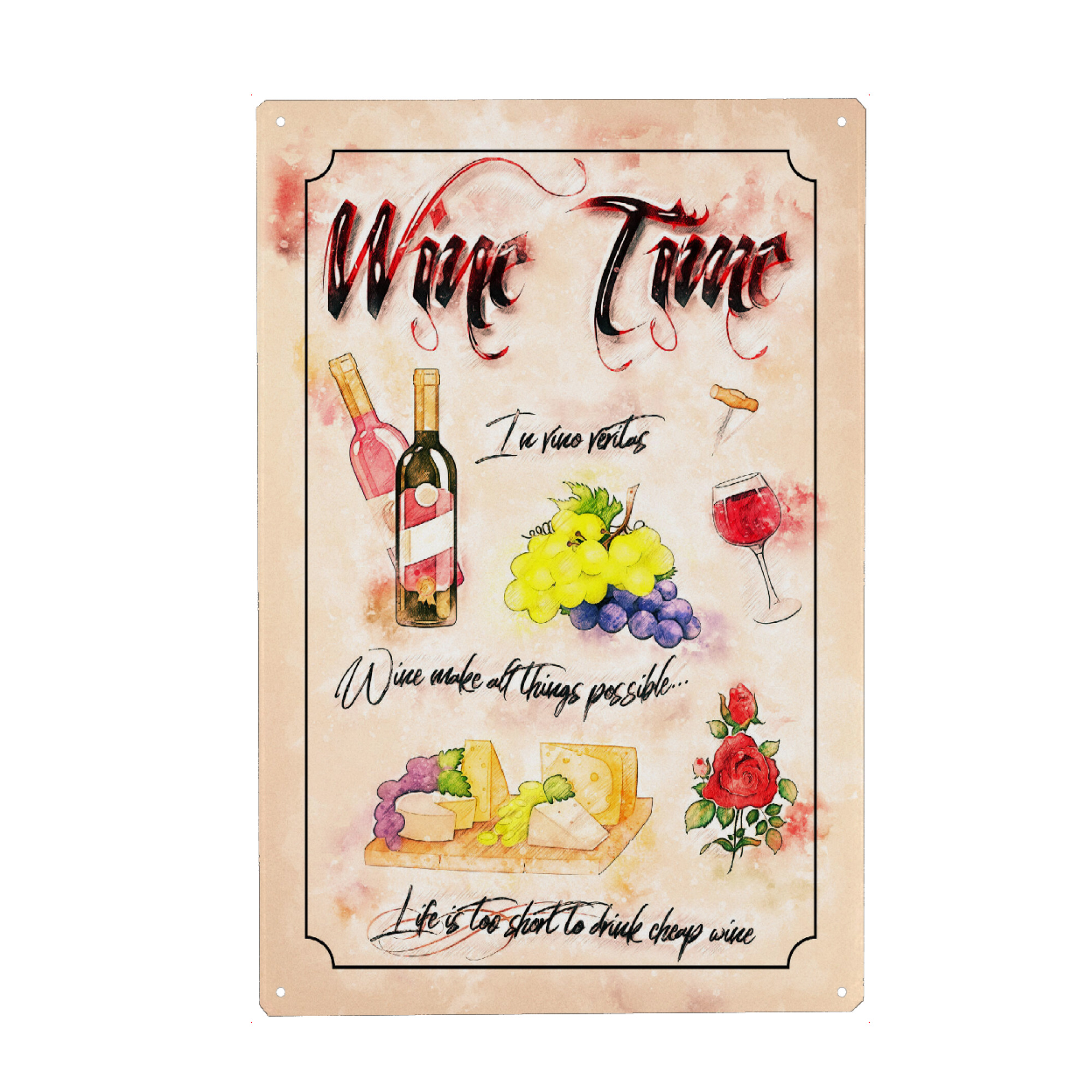 Metall Poster "Zeit für Wein" artboxONE - Essen & Trinken,Essen & Trinken / Alkohol