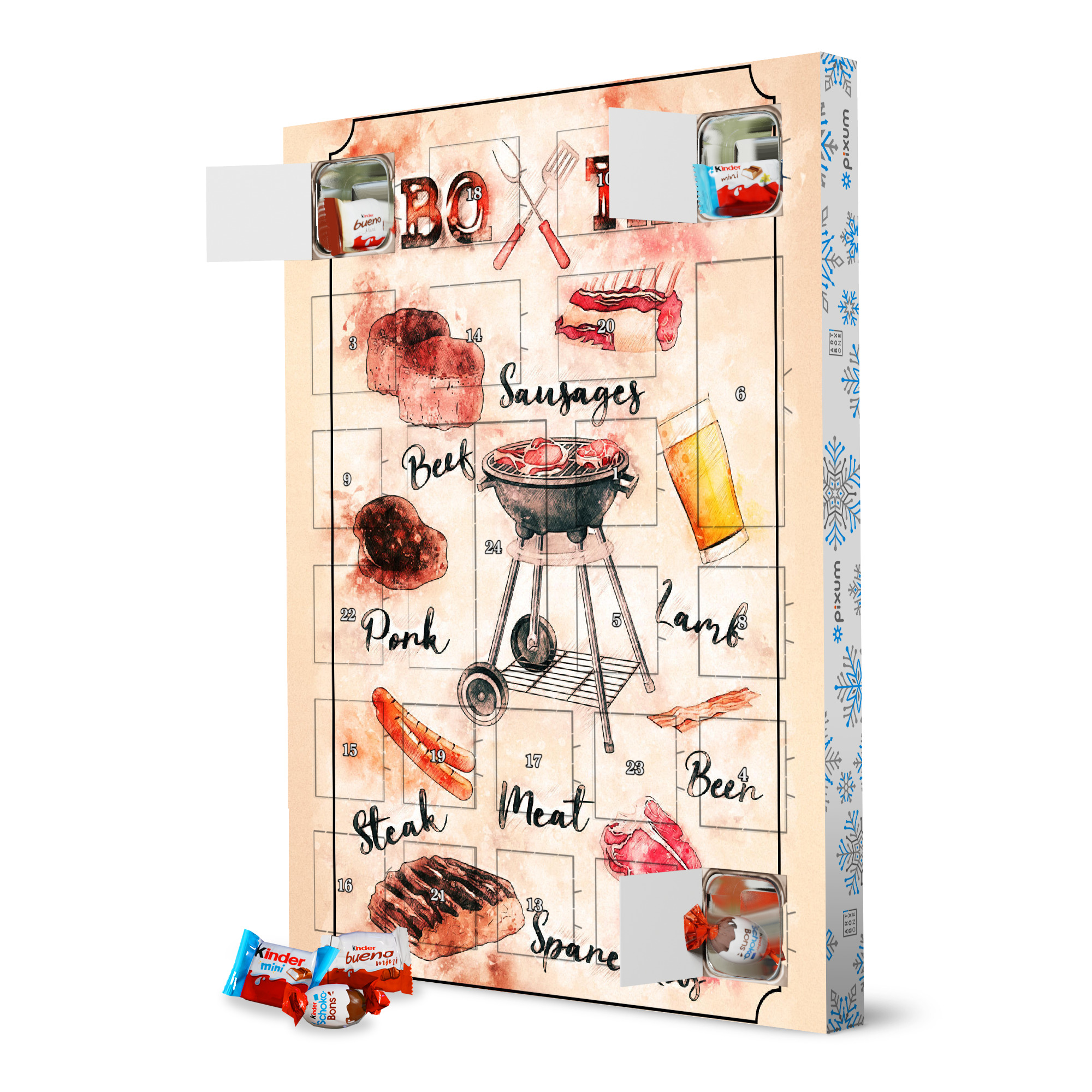 Adventskalender XXL mit Produkten von Kinder Grillen BBQ artboxONE Adventskalender Essen & Trinken