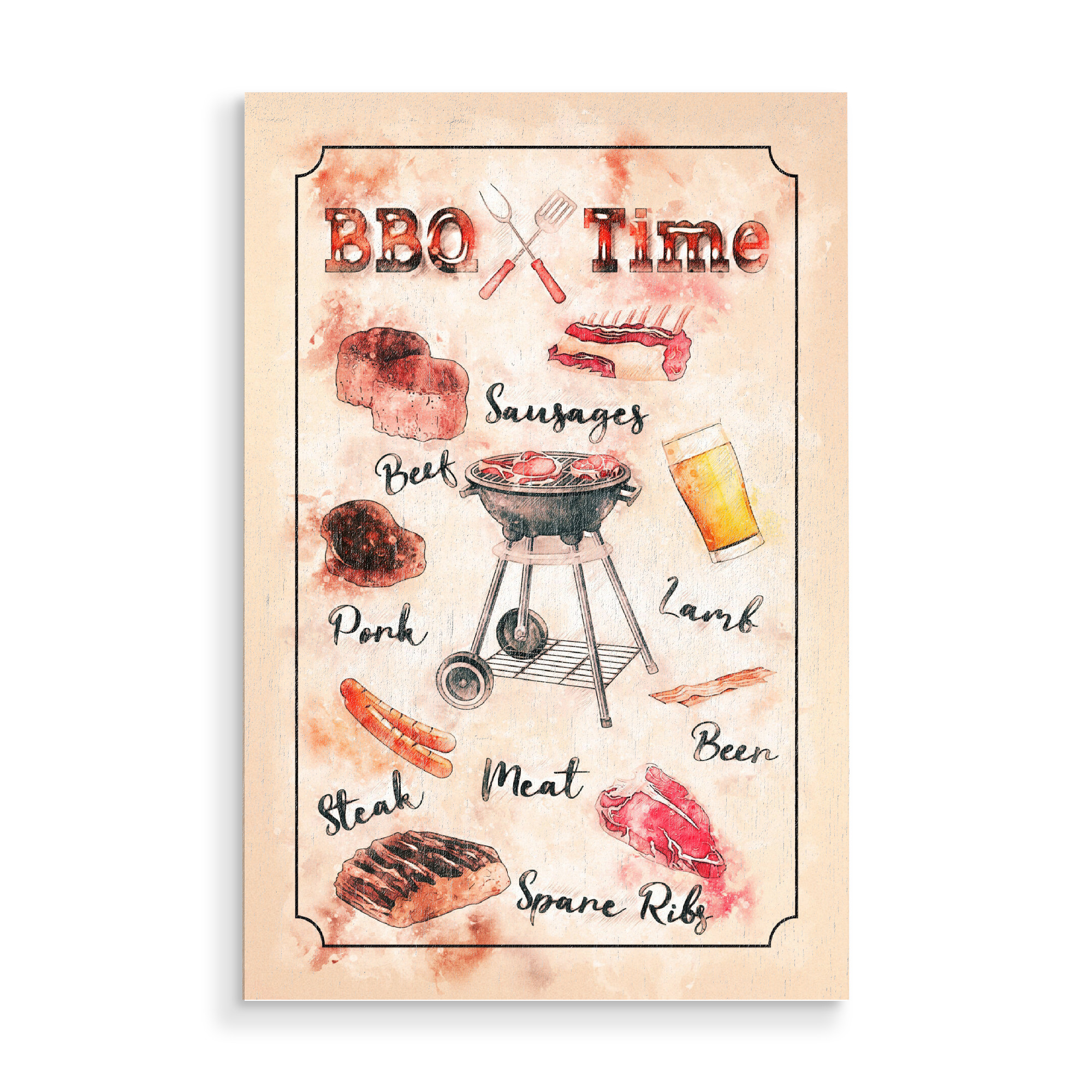Holzbild "Grillen BBQ" artboxONE - Essen & Trinken