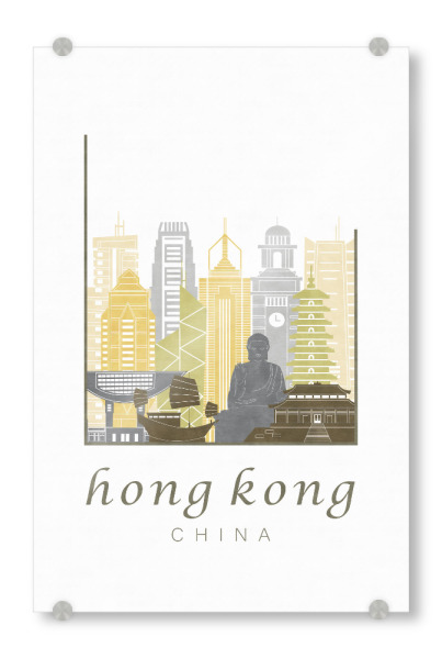 Acrylglasbild "Hong Kong skyline desert" artboxONE - Städte,Architektur