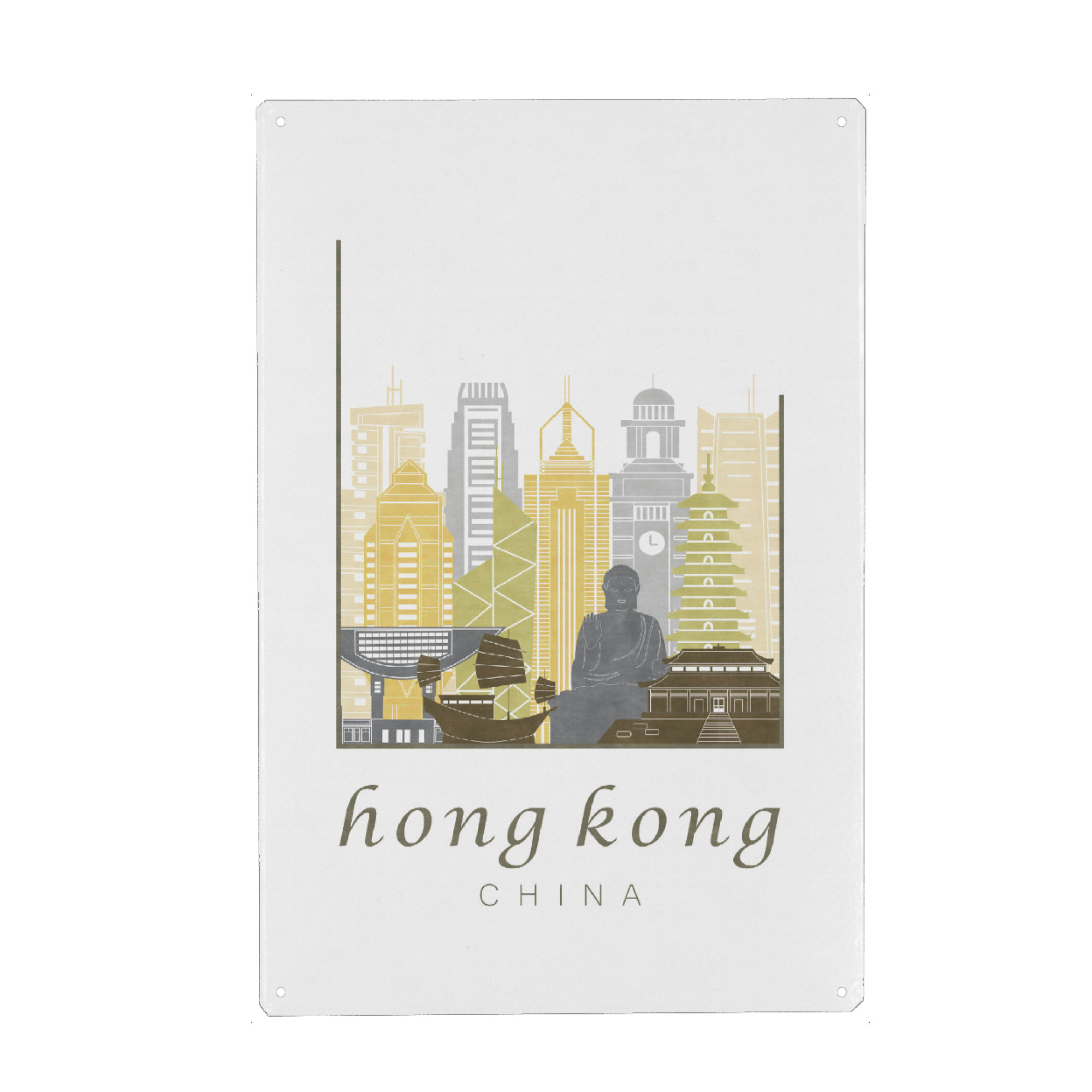 Metall Poster "Hong Kong skyline desert" artboxONE - Städte,Architektur