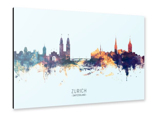 Alu-Dibond "Zurich Skyline BlueOrange" 30x20 cm artboxONE