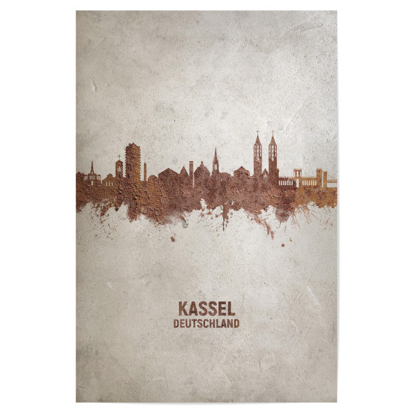 Poster "Kassel Germany Skyline Rust" artboxONE - Städte - Kassel,Germany,Skyline,Cityscape,Stadtbild,Watercolor,Pride,Deutschland,City,Stadt