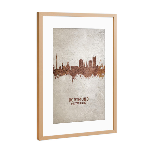 Poster mit Rahmen Kupfer "Dortmund Germany Skyline Rust" artboxONE - Städte