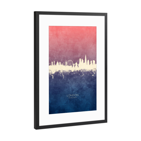 Poster mit Rahmen Schwarz (Metallic) "London England Skyline BlueRose" artboxONE - Städte,Städte / London
