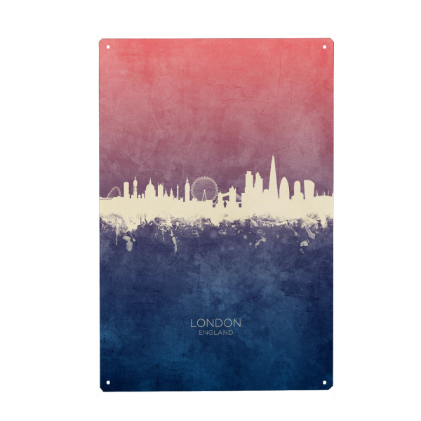 Holzbild "London England Skyline BlueRose" artboxONE - Städte,Städte / London - London,England,Skyline,Cityscape,Stadtbild,Watercolor,Pride,City,Stadt