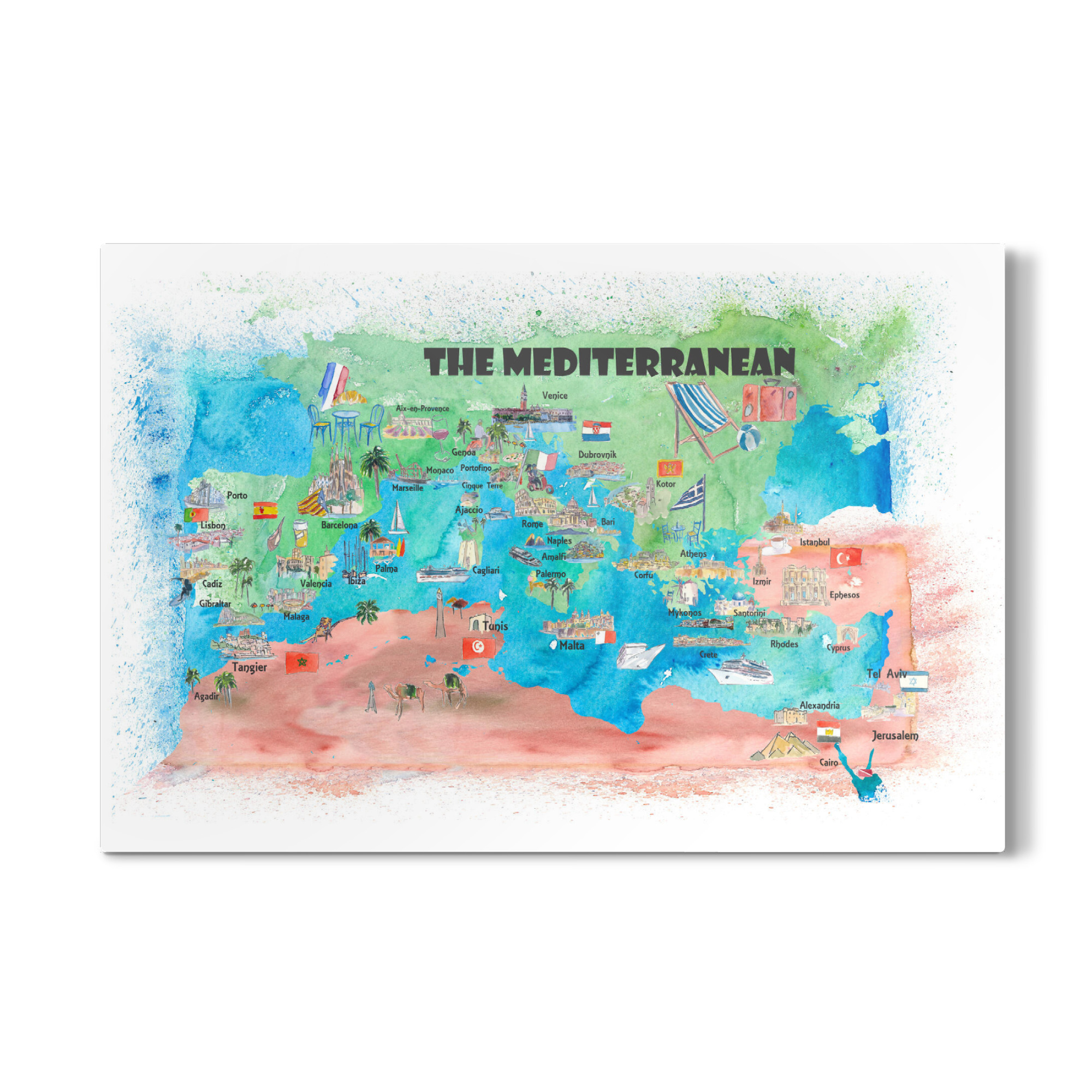 Galerie-Print "Mittelmeer Kreuzfahrt Karte" 75x50 cm artboxONE