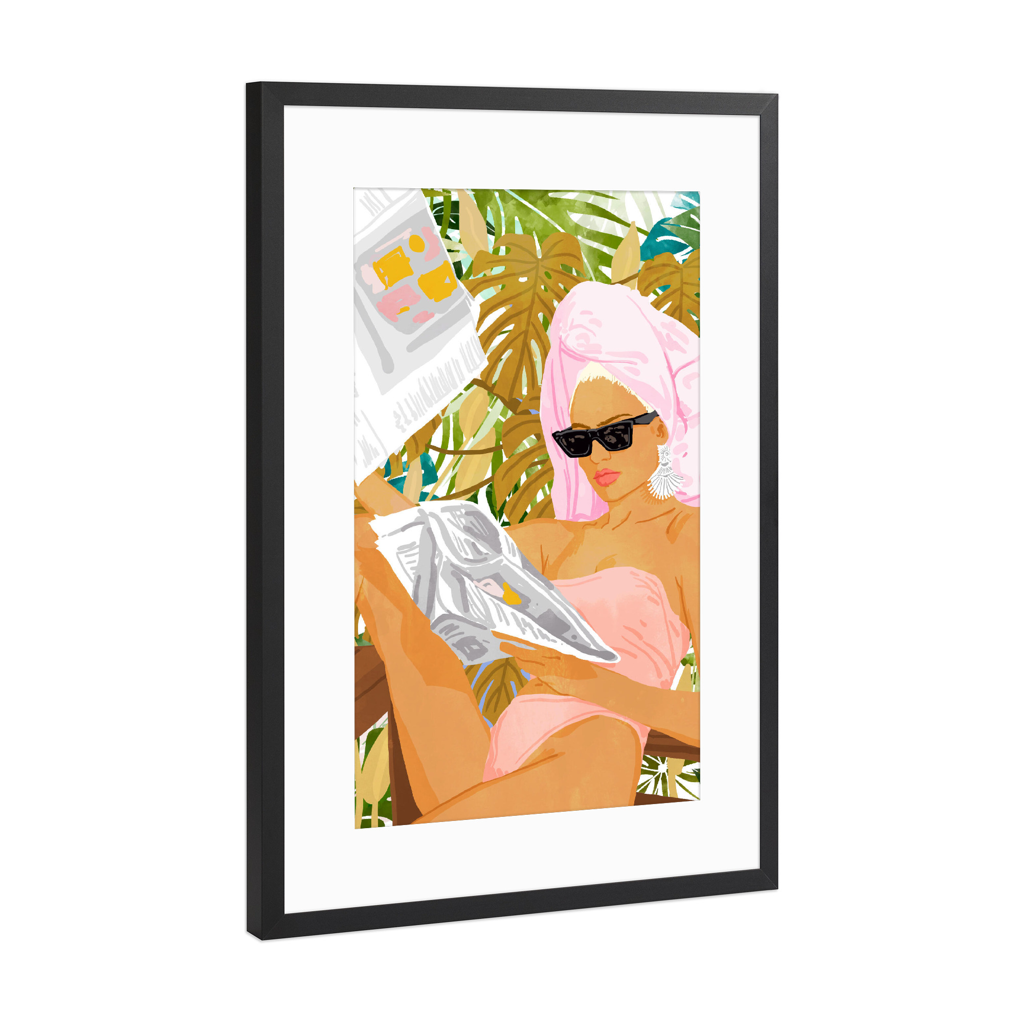 Poster mit Rahmen Schwarz (Metallic) "Vacay News" artboxONE - Menschen