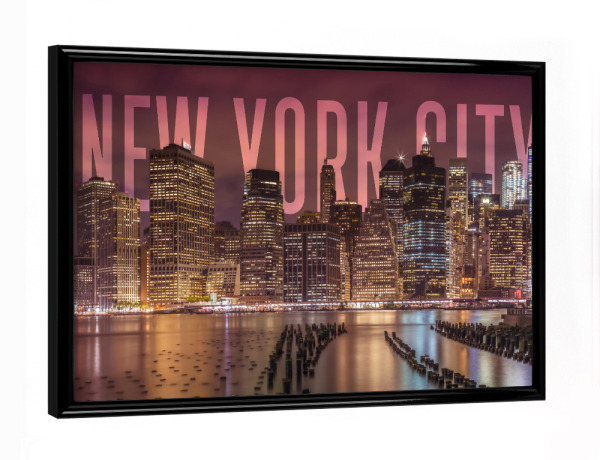 Poster mit schwarzem Rahmen "NEW YORK CITY Skyline Typografie" artboxONE - Städte,Städte / New York,Typografie